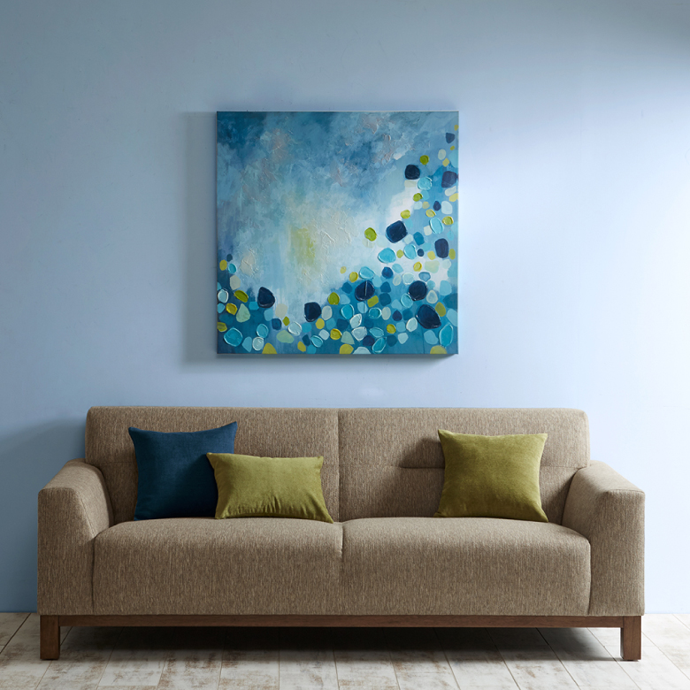 Cool Blue Bounce Hand Embellished Canvas