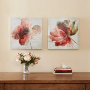 Lovely Blooms Hand Embellished Canvas 2pcs Set