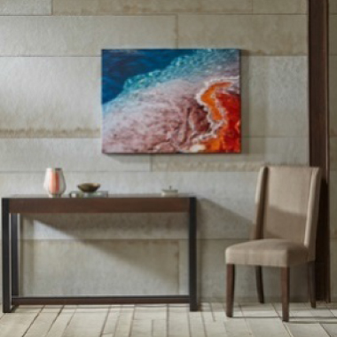 COLORFUL SEASIDE GLASS COATED CANVAS