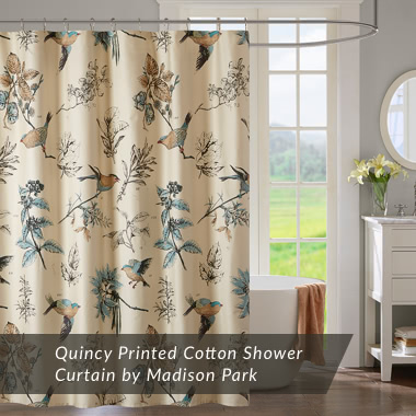 Quincy Printed Cotton Shower Curtain by Madison Park